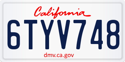 CA license plate 6TYV748