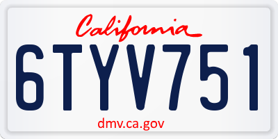 CA license plate 6TYV751