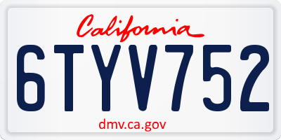 CA license plate 6TYV752