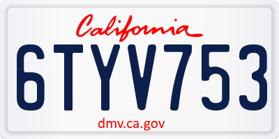 CA license plate 6TYV753