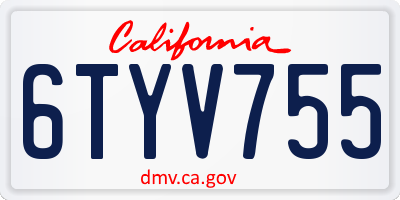 CA license plate 6TYV755