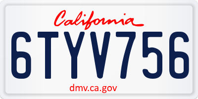CA license plate 6TYV756