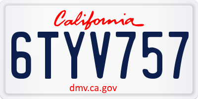 CA license plate 6TYV757