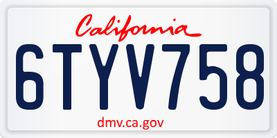 CA license plate 6TYV758