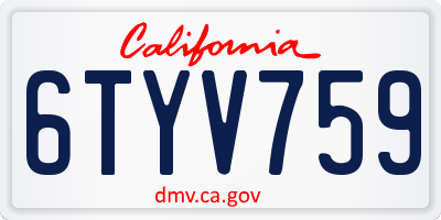 CA license plate 6TYV759