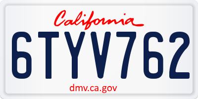 CA license plate 6TYV762