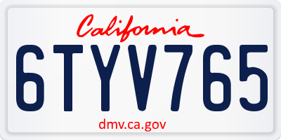 CA license plate 6TYV765