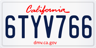 CA license plate 6TYV766