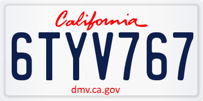 CA license plate 6TYV767