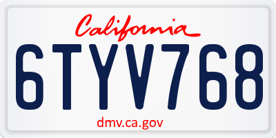 CA license plate 6TYV768