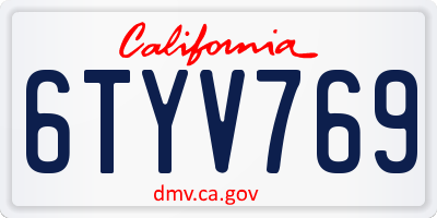 CA license plate 6TYV769