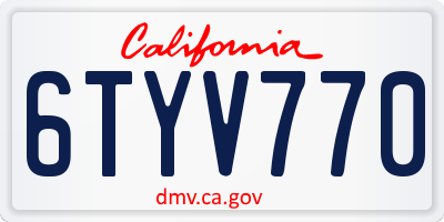 CA license plate 6TYV770