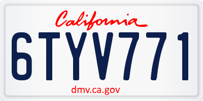 CA license plate 6TYV771