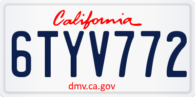 CA license plate 6TYV772