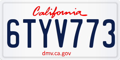 CA license plate 6TYV773