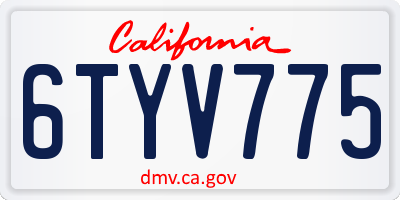 CA license plate 6TYV775