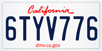CA license plate 6TYV776