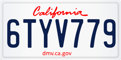 CA license plate 6TYV779
