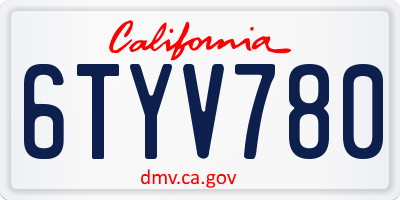 CA license plate 6TYV780