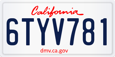 CA license plate 6TYV781