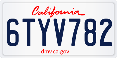 CA license plate 6TYV782