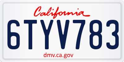 CA license plate 6TYV783