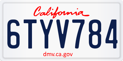 CA license plate 6TYV784
