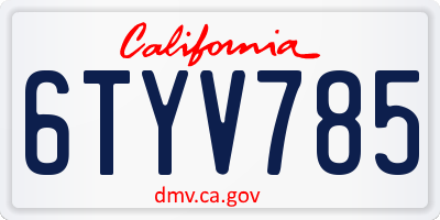 CA license plate 6TYV785