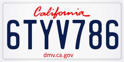 CA license plate 6TYV786