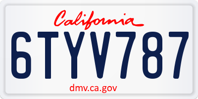 CA license plate 6TYV787