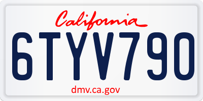 CA license plate 6TYV790