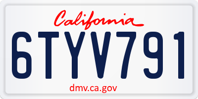 CA license plate 6TYV791