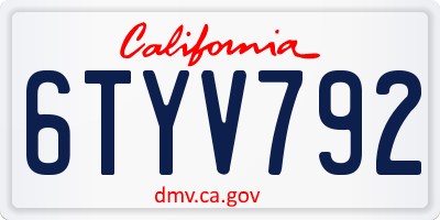 CA license plate 6TYV792