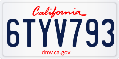 CA license plate 6TYV793