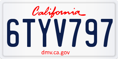 CA license plate 6TYV797