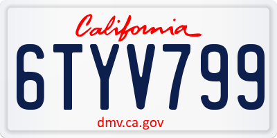 CA license plate 6TYV799