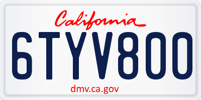 CA license plate 6TYV800