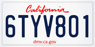 CA license plate 6TYV801
