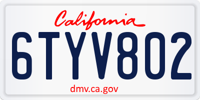 CA license plate 6TYV802