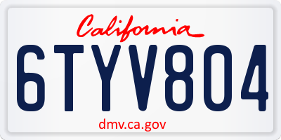 CA license plate 6TYV804