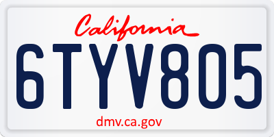CA license plate 6TYV805