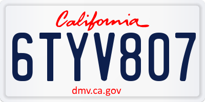 CA license plate 6TYV807