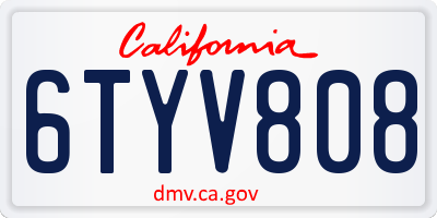 CA license plate 6TYV808