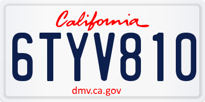 CA license plate 6TYV810