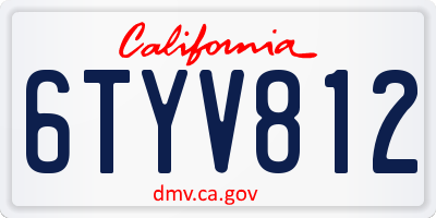 CA license plate 6TYV812