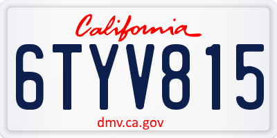 CA license plate 6TYV815