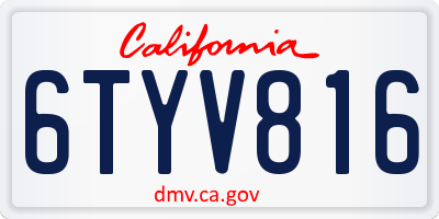 CA license plate 6TYV816