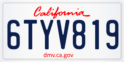 CA license plate 6TYV819