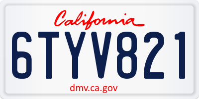 CA license plate 6TYV821