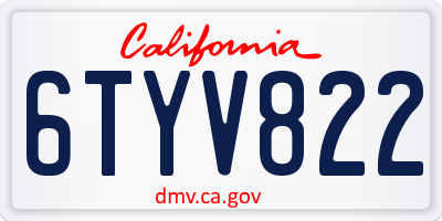 CA license plate 6TYV822